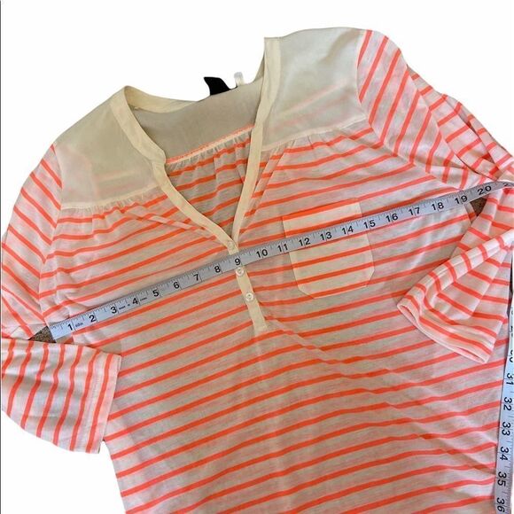 H&M Coral&Tan Semi Sheer Striped Light Top M - Picture 8 of 8